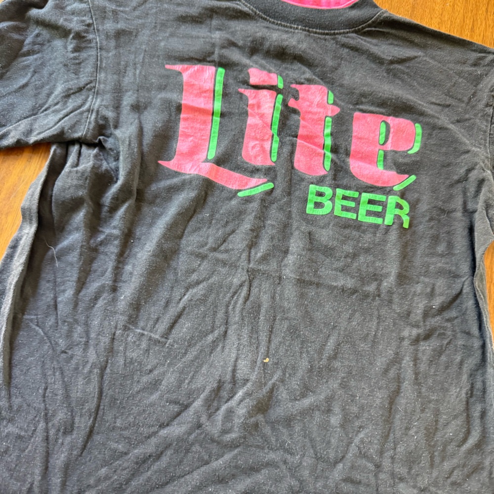 Vintage Miller Light Double-Layer Shirt with Pink and Green Graphic